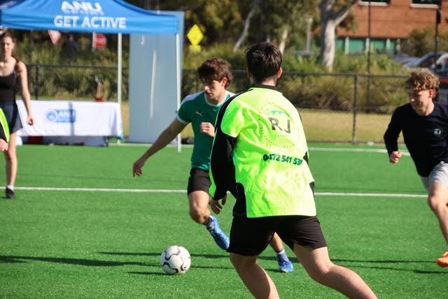 RJ-sponsored soccer player in action